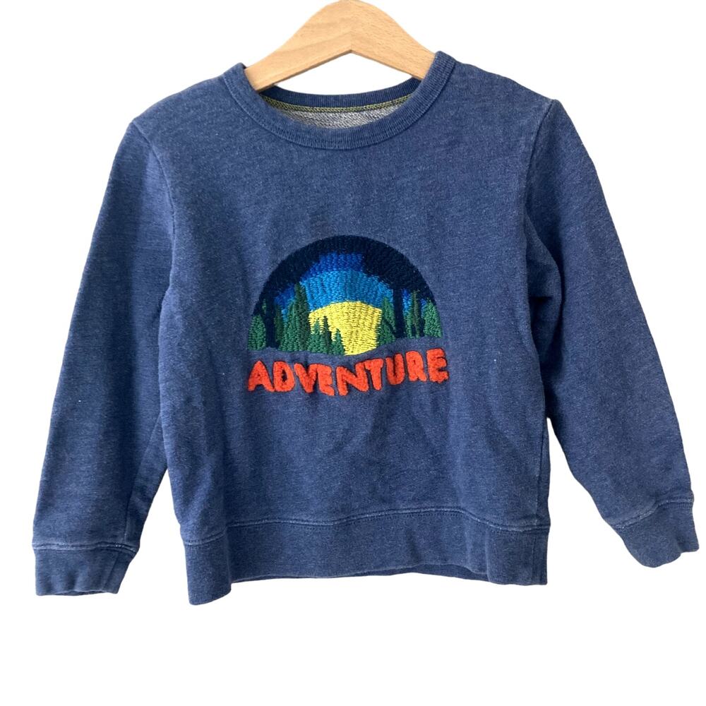Mini Boden Adventure Embroidered Crewneck Sweatshirt - Blue - 2-3Y